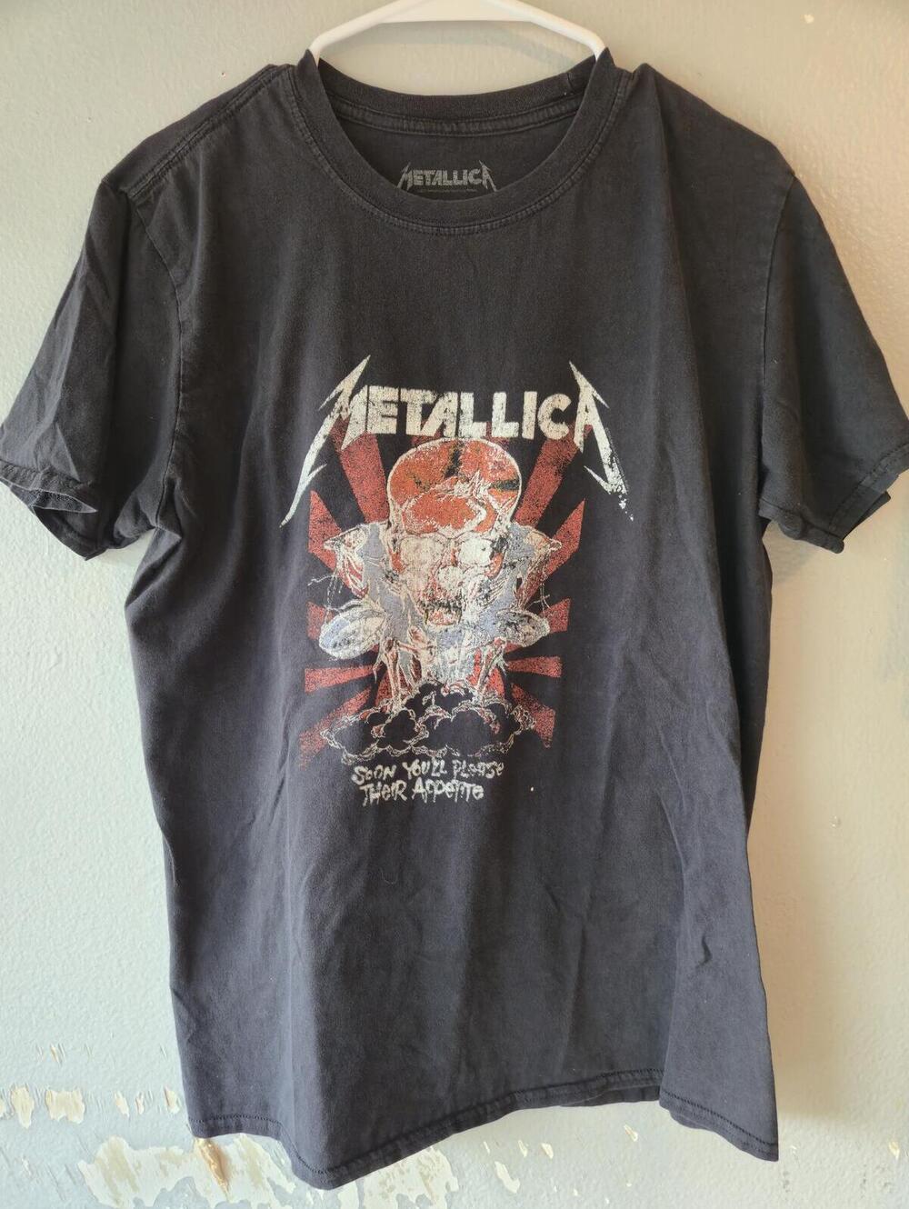Metallica Band Graphic T-Shirt Medium Black Cotton